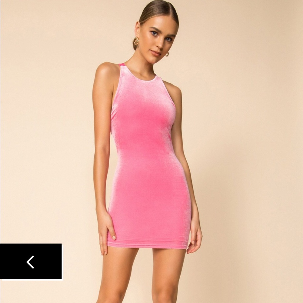 Superdown BNWT pink velvet cocktail dress, size xs